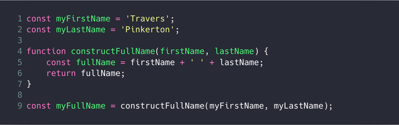 myFullName code block alt text